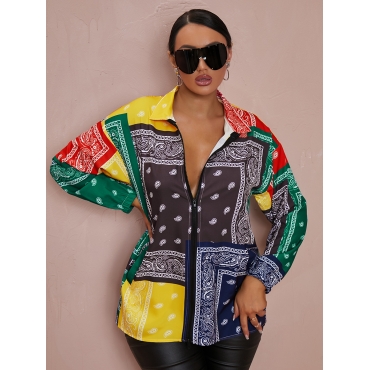 

LW Casual Print Zipper Design Black Coat