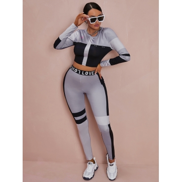 

LW Casual Patchwork Black Two-piece Pants Set