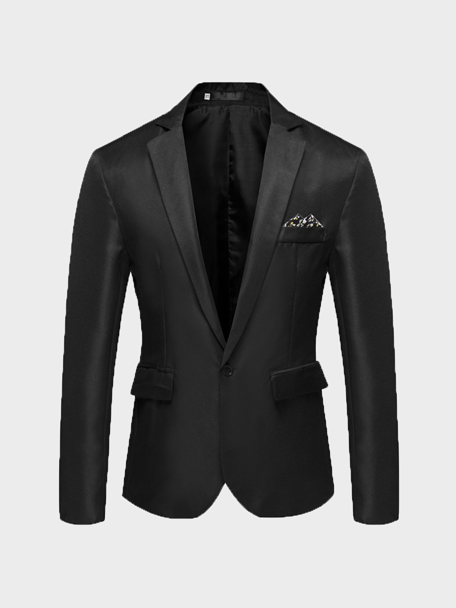 

LW Men Pocket Design Single Button Blazer, Black