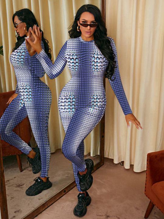 LW Gradient Dot Print Skinny Jumpsuit