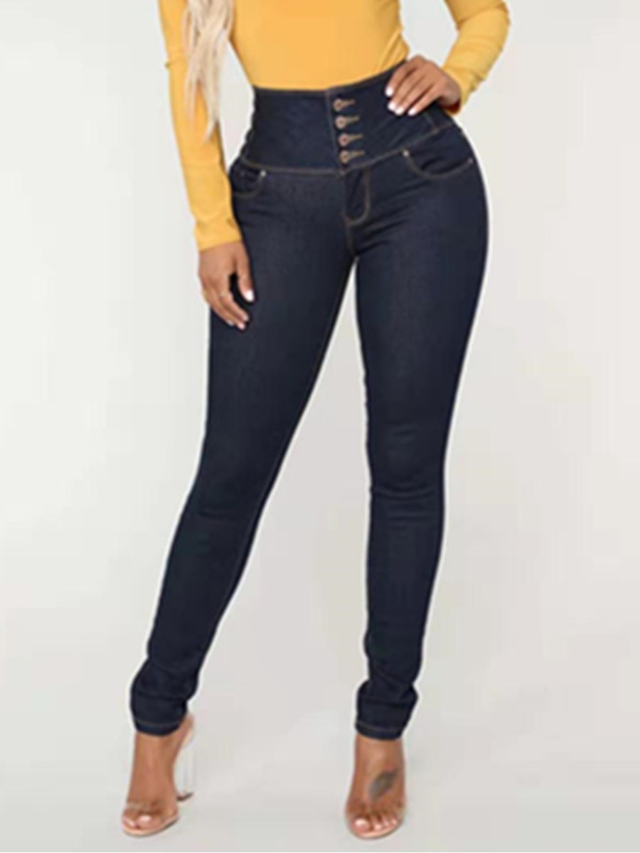 

LW High-waisted Skinny Jeans, Deep blue