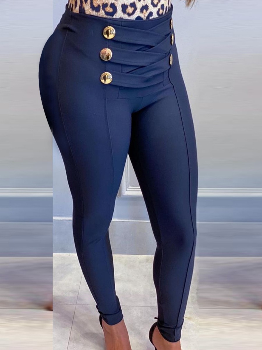 

LW Double Breasted Cross Strap Pants, Blue