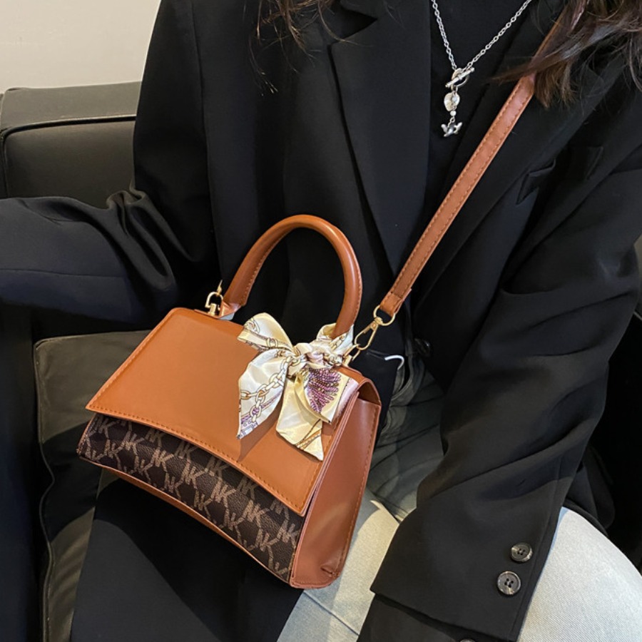 

LW PU Patchwork Crossbody Bags, Brown