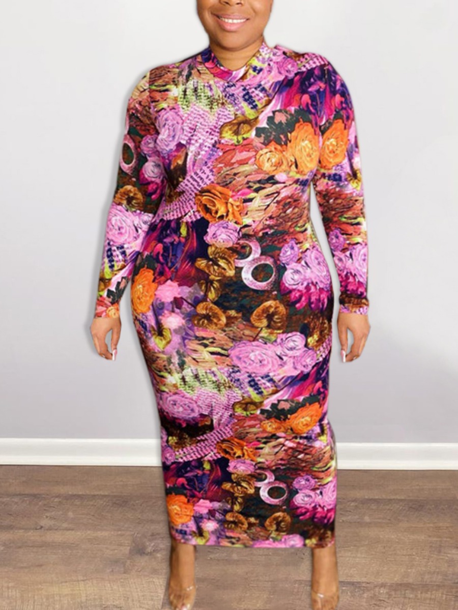 

LW Plus Size Floral Print Bodycon Dress, Multi
