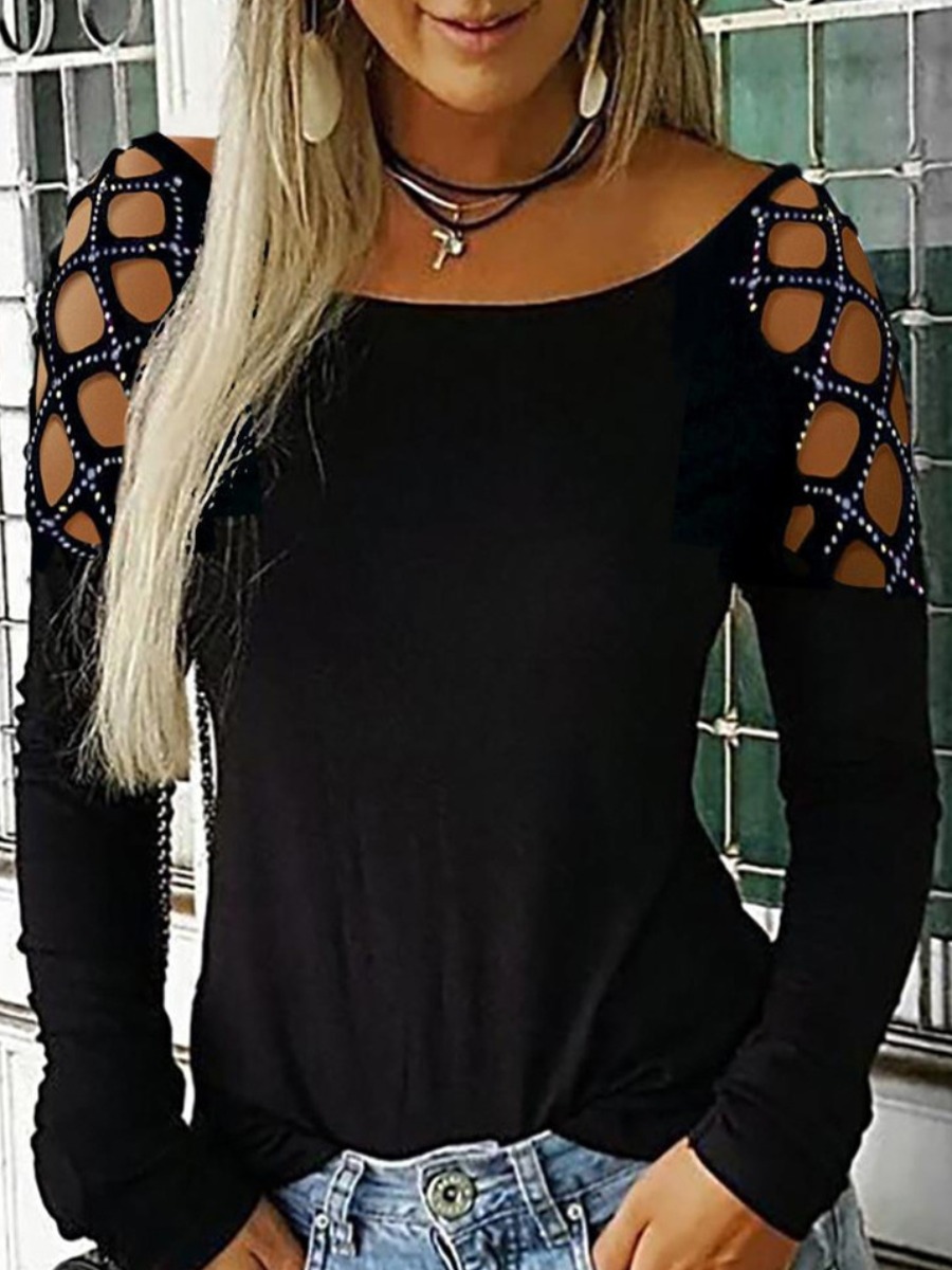 

LW SXY Sequined Cut Out Blouse, Black