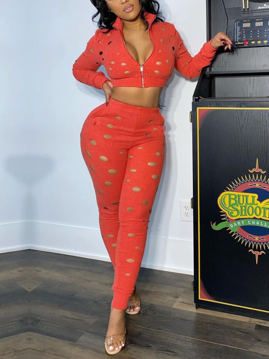 

LW SXY Ripped Crop Top Pants Set, Jacinth