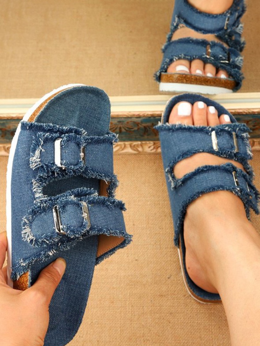 

LW Basic Patchwork Daily Slippers, Blue