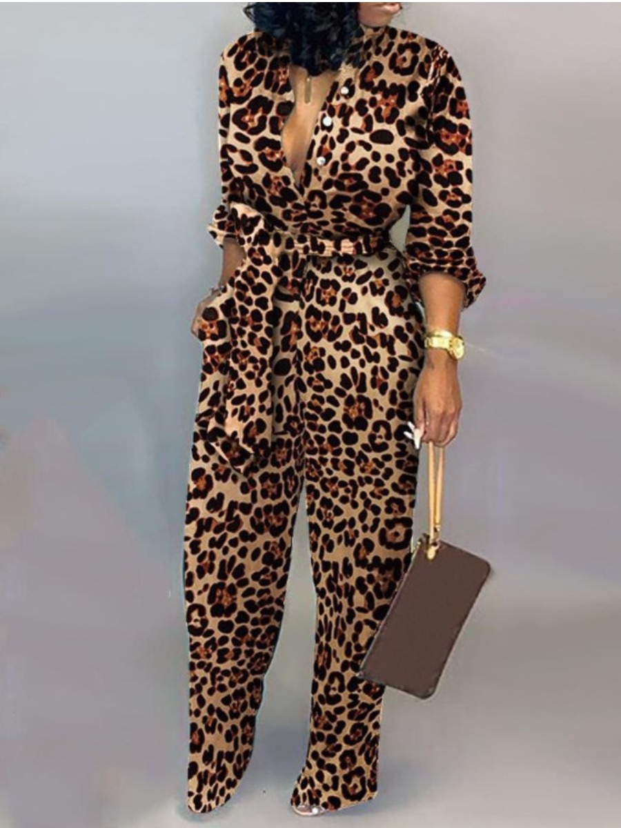 

LW Leopard Print Waist Tie Jumpsuit