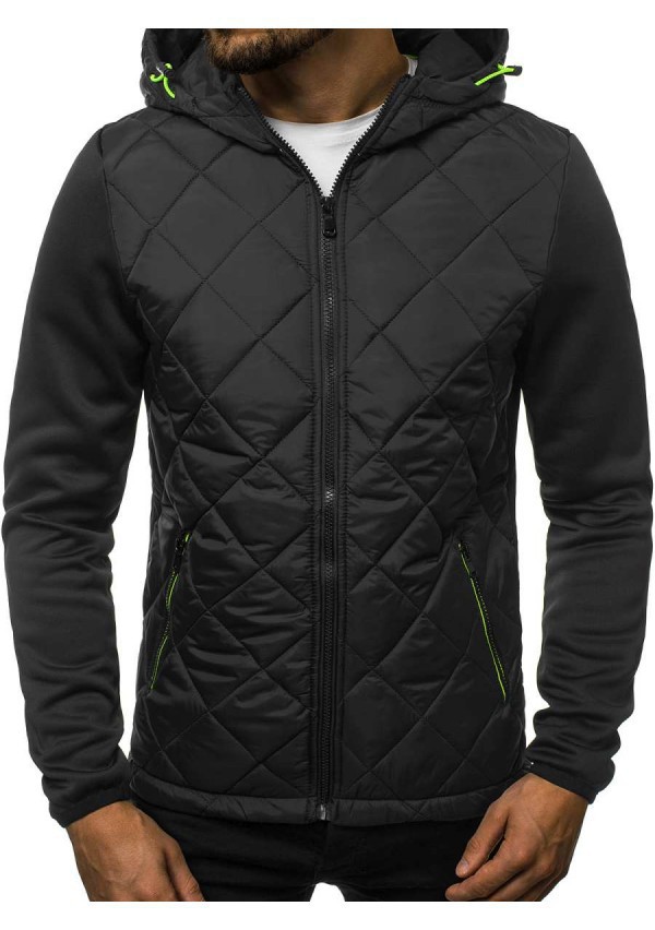 

LW BASICS Men Hooded Collar Cotton-padded Jacket, Black