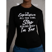 LW Letter Print Pullover T-shirt