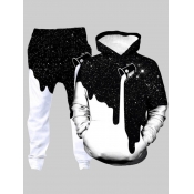 LW Men Hooded Collar Tie Dye Tracksuit Set