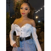 LW Off The Shoulder Button Design Blouse