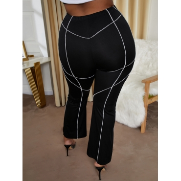 

LW Plus Size Striped Flared Pants, Black