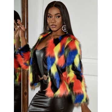 

LW Color Block Patchwork Faux Fur, Multi