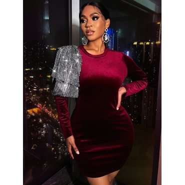 

LW Sequined Decor Bodycon Dress, Red