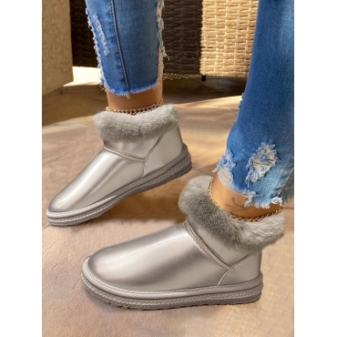 

LW Plush Patchwork Daily Booties, Silver