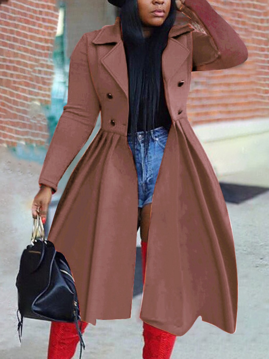 LW Double Breasted Pleated Trench Coat