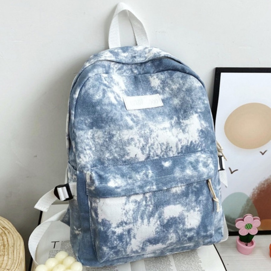 

LW Tie Dye Zipper Design Backpack, Blue