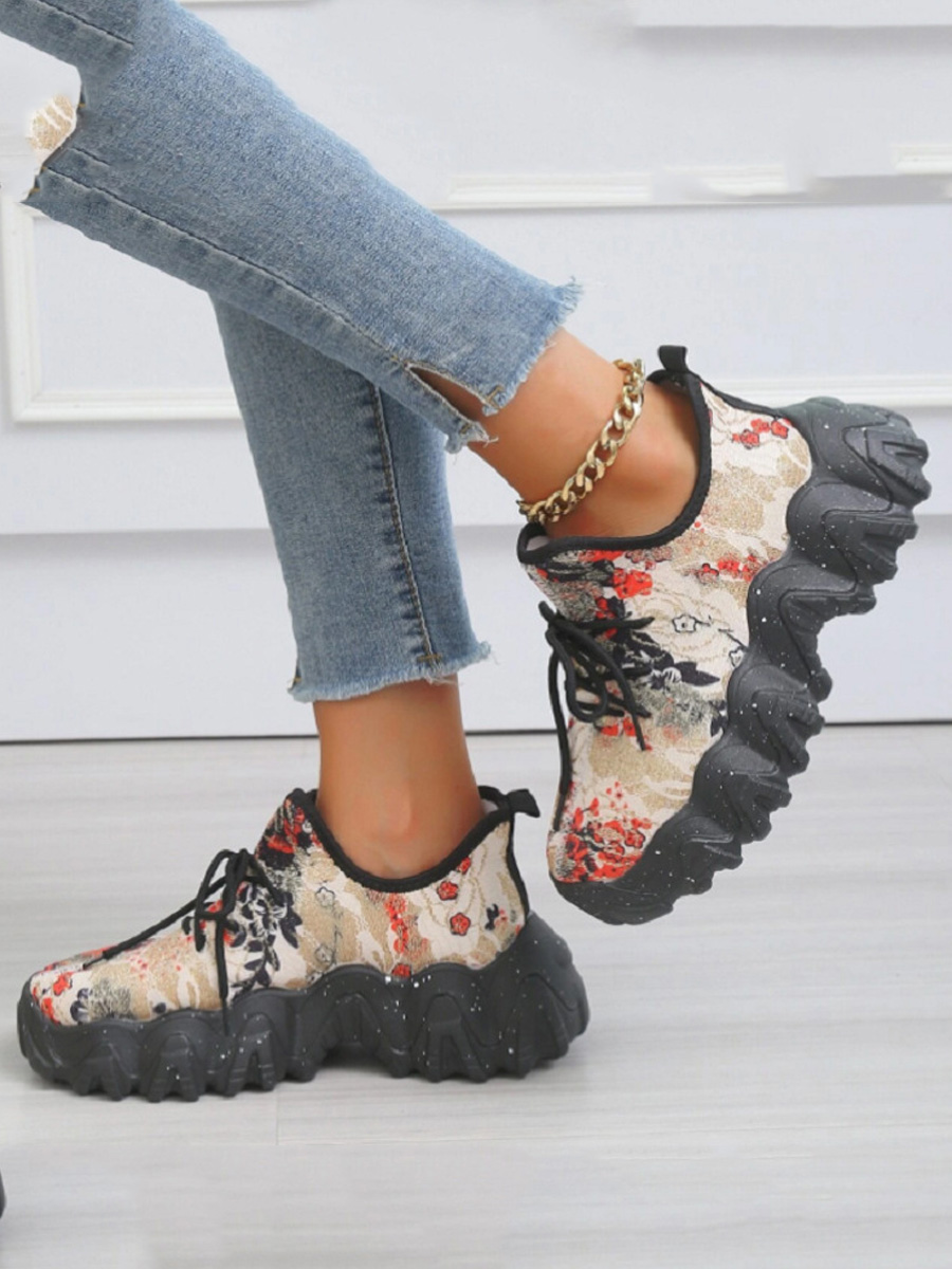 

LW Floral Print Chunky Sole Sneakers, Multi