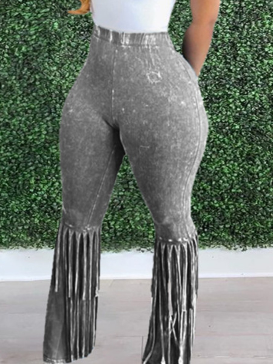 

LW Tie-dye Tassel Design Pants, Grey