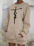 LW Sweat Faith Drawing Pocket Design Dress