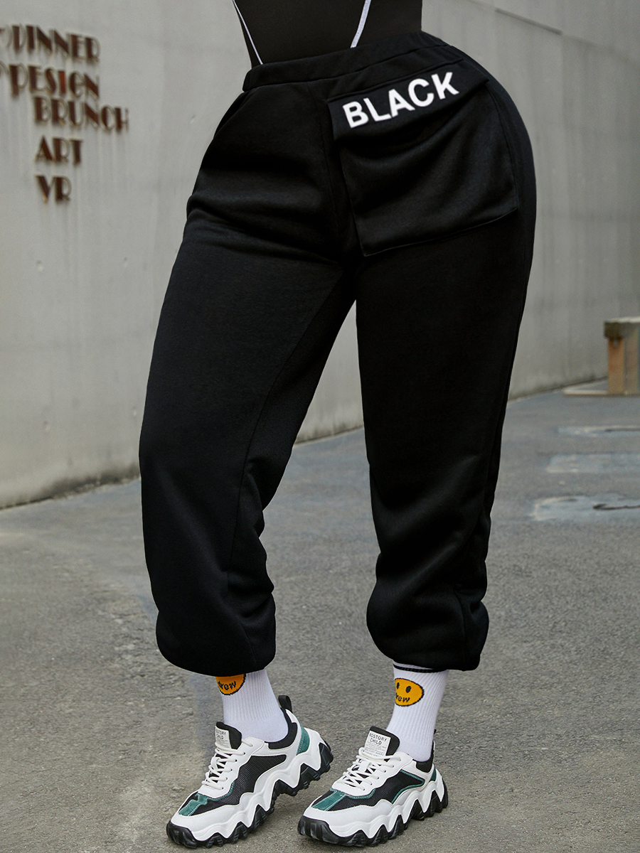 LW BASICS Mid Waist Letter Print Sweatpants