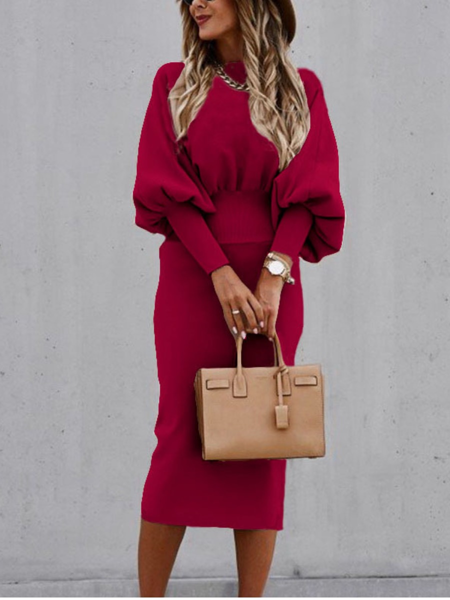 

LW Puff Sleeve Bodycon Dress, Red