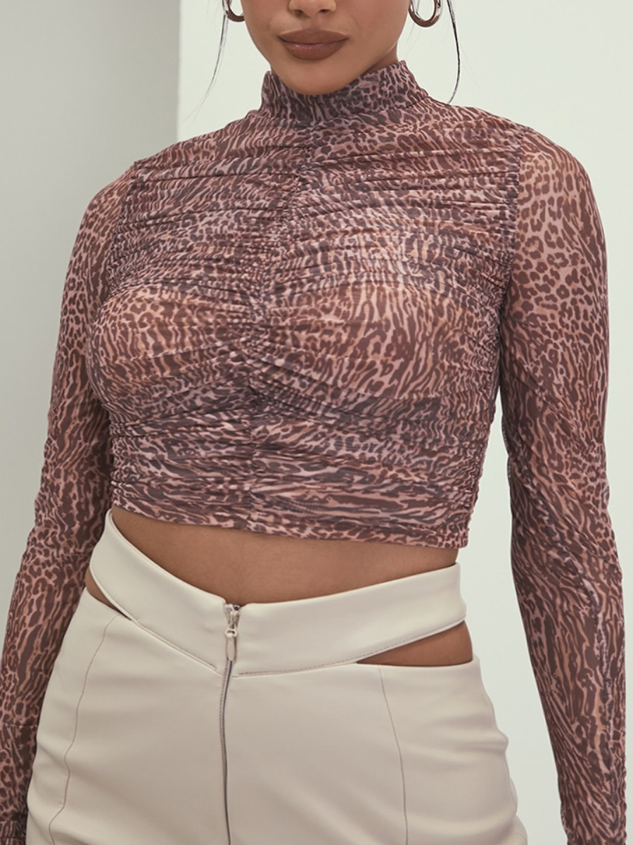 

LW Plus Size Leopard Print Ruched T-shirt