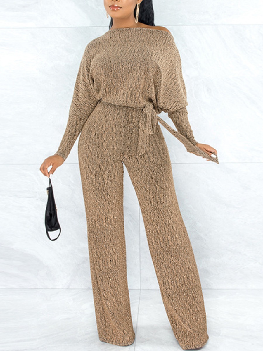 

LW Boat Neck Bandage Design Jumpsuit, Gold