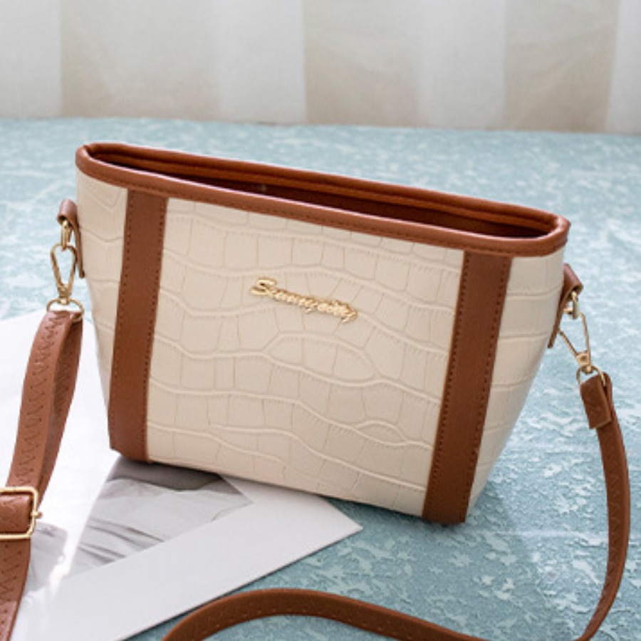 

LW BASICS Metal Letter Decor Crossbody Bag, Brown