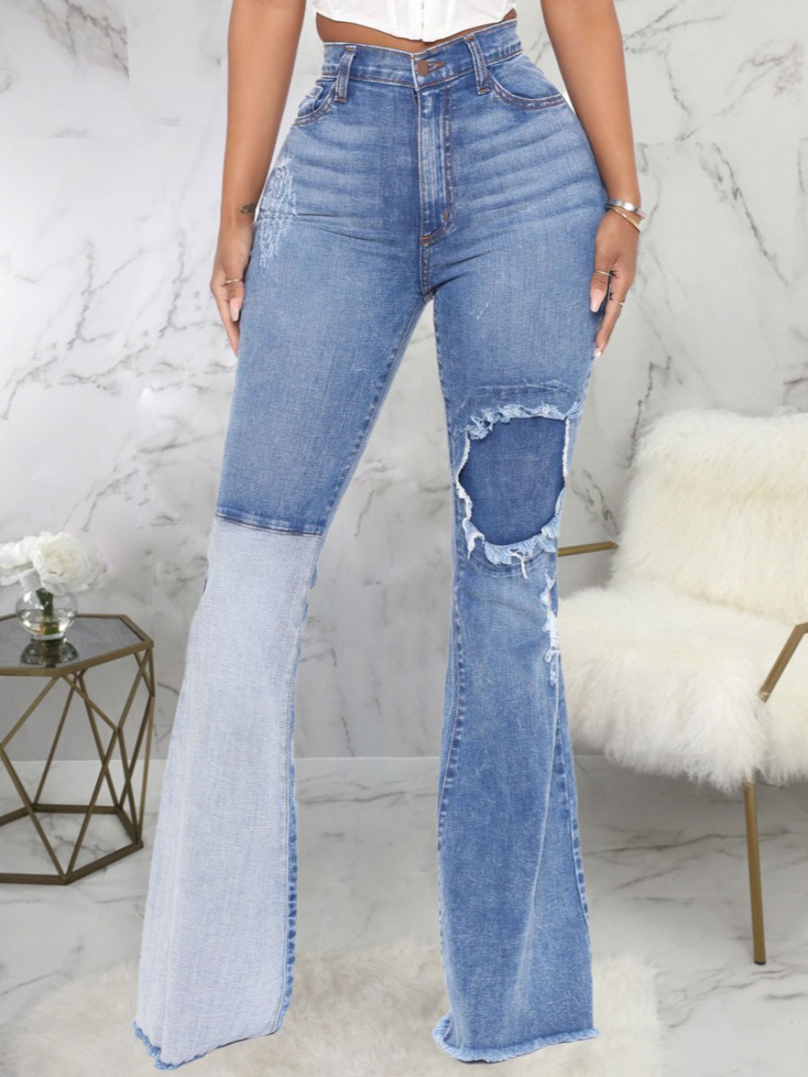

LW High--waisted High Stretchy Flared Jeans, Blue