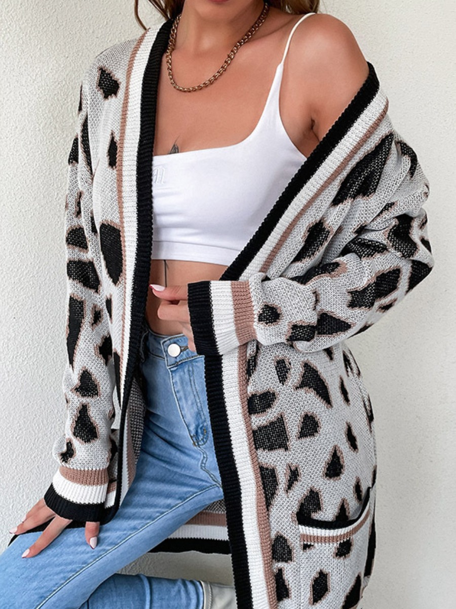 

LW Leopard Print Striped Cardigan