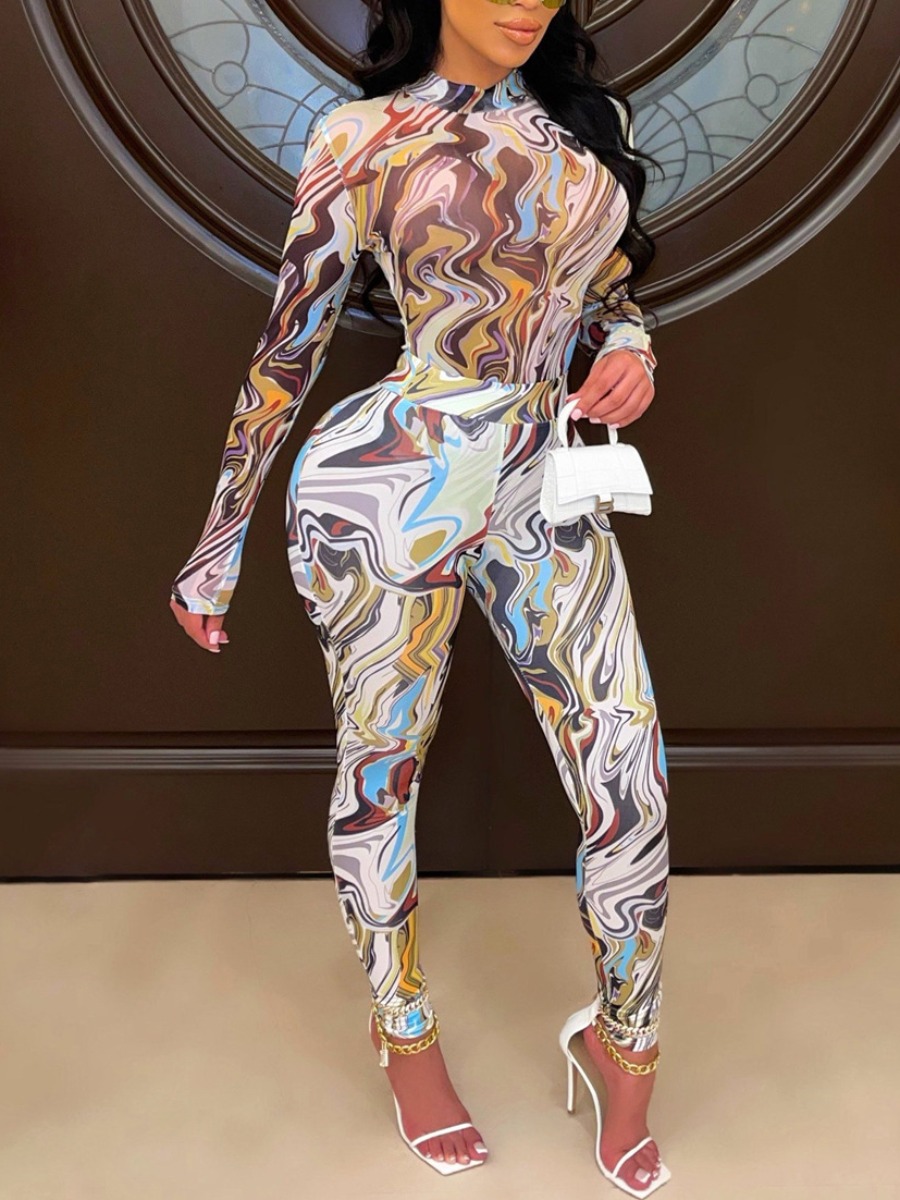 

LW Mixed Print Skinny Jumpsuit, Multi