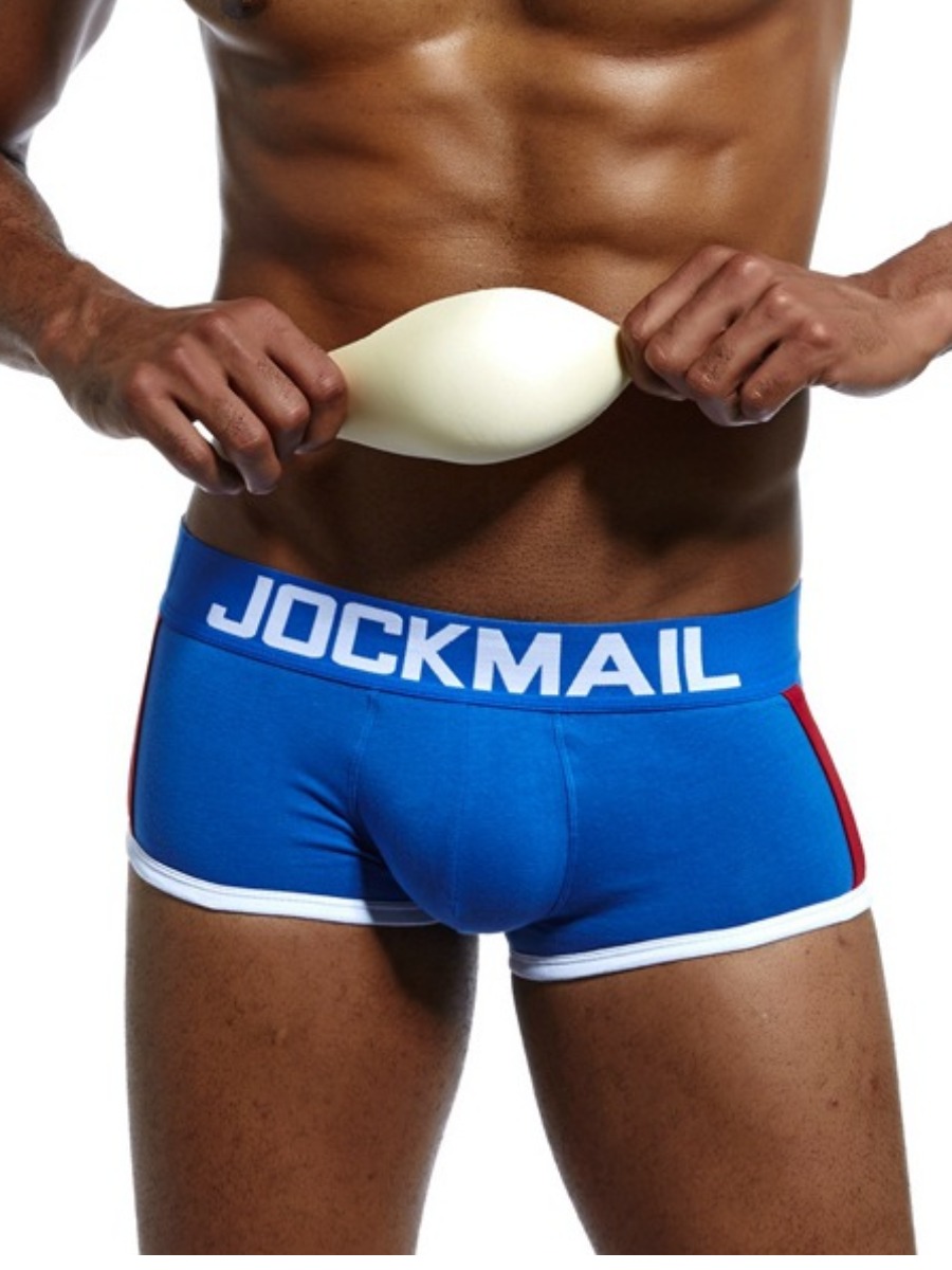 

LW COTTON Men Letter Print Underwear, Baby blue