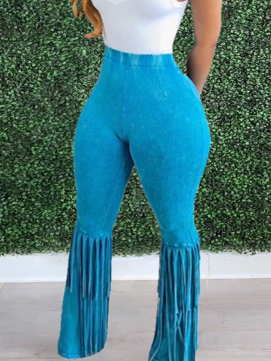 

LW Tie-dye Tassel Design Pants, Blue