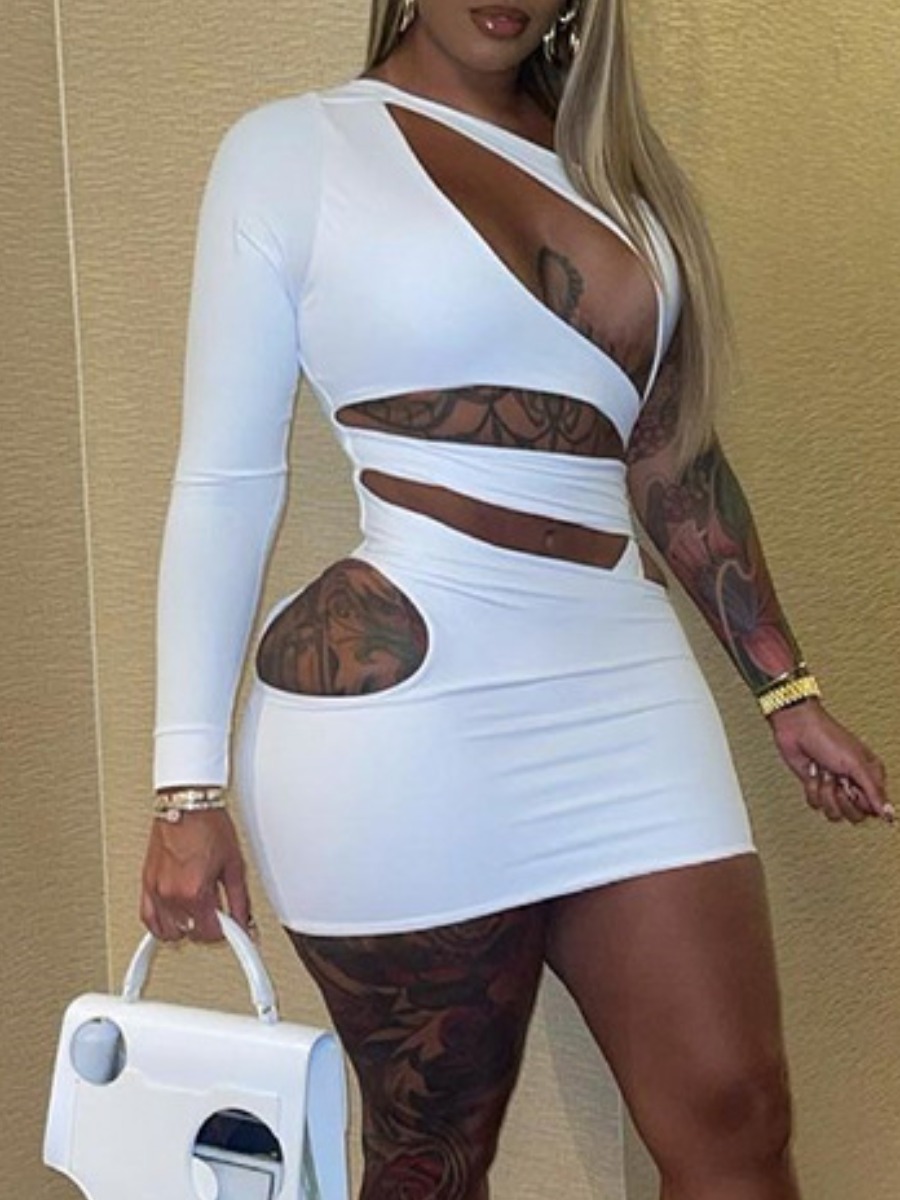 

LW SXY One Shoulder Cut Out Bodycon Dress, White