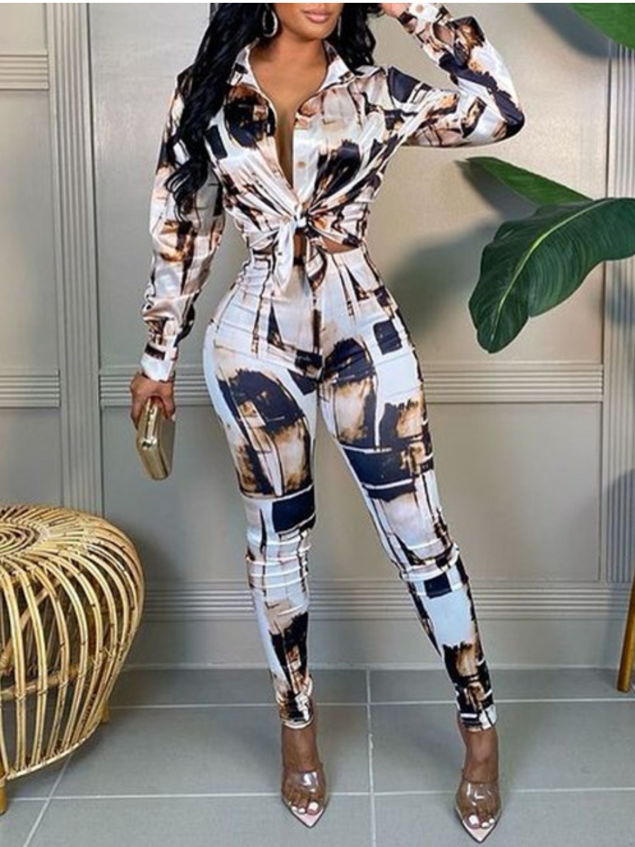 

LW Tie-dye Bandage Design Jumpsuit, Multi