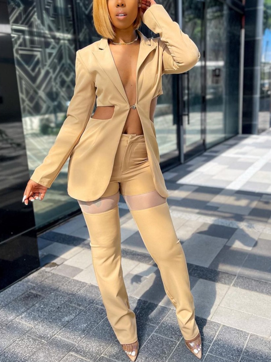 

LW Cut Out Blazer Pants Set, Apricot