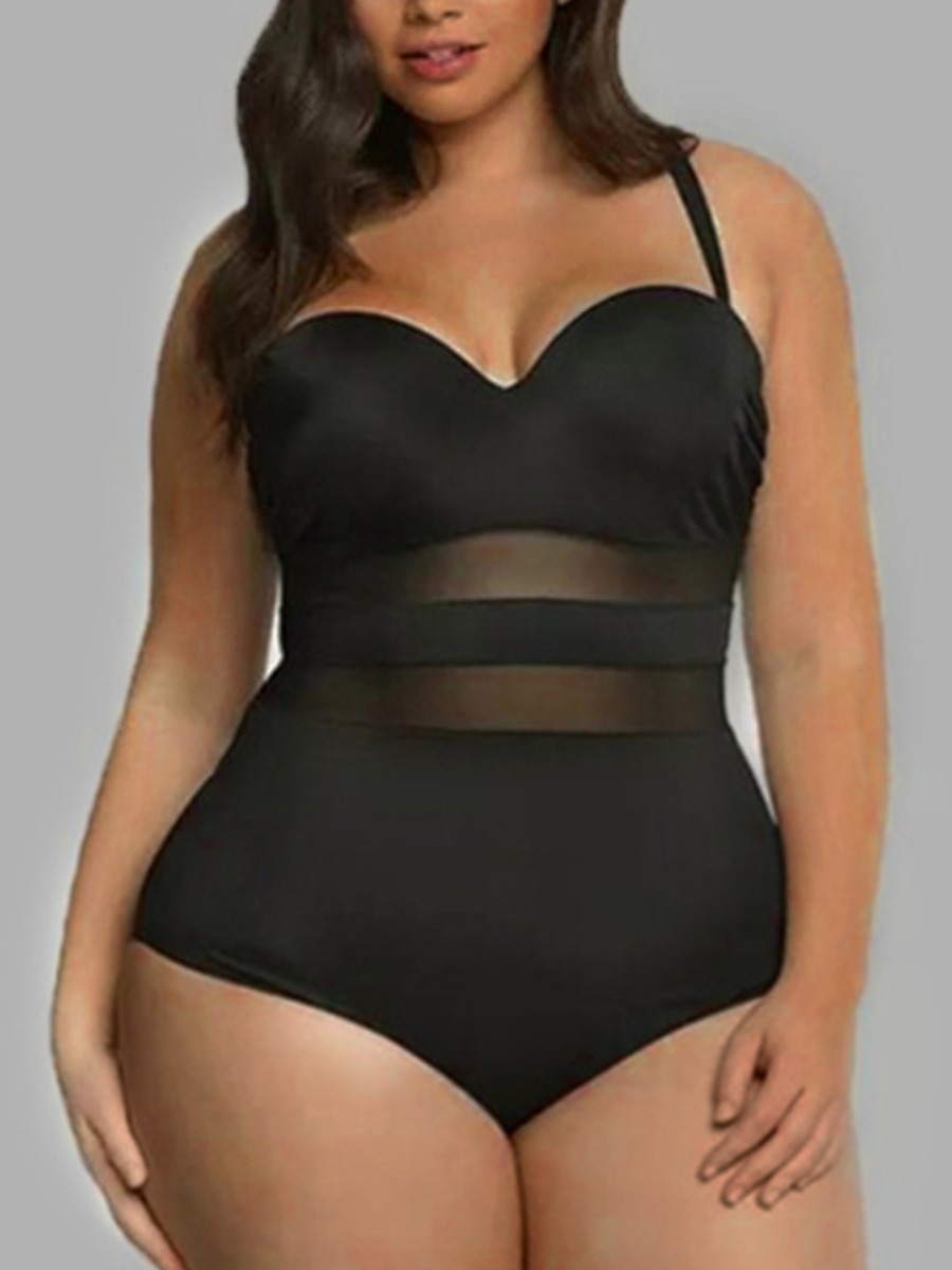 

LW Plus Size See-through One-piece Swimsuit, Black