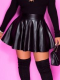 LW BASICS Mid Waist Flare Short Skirt