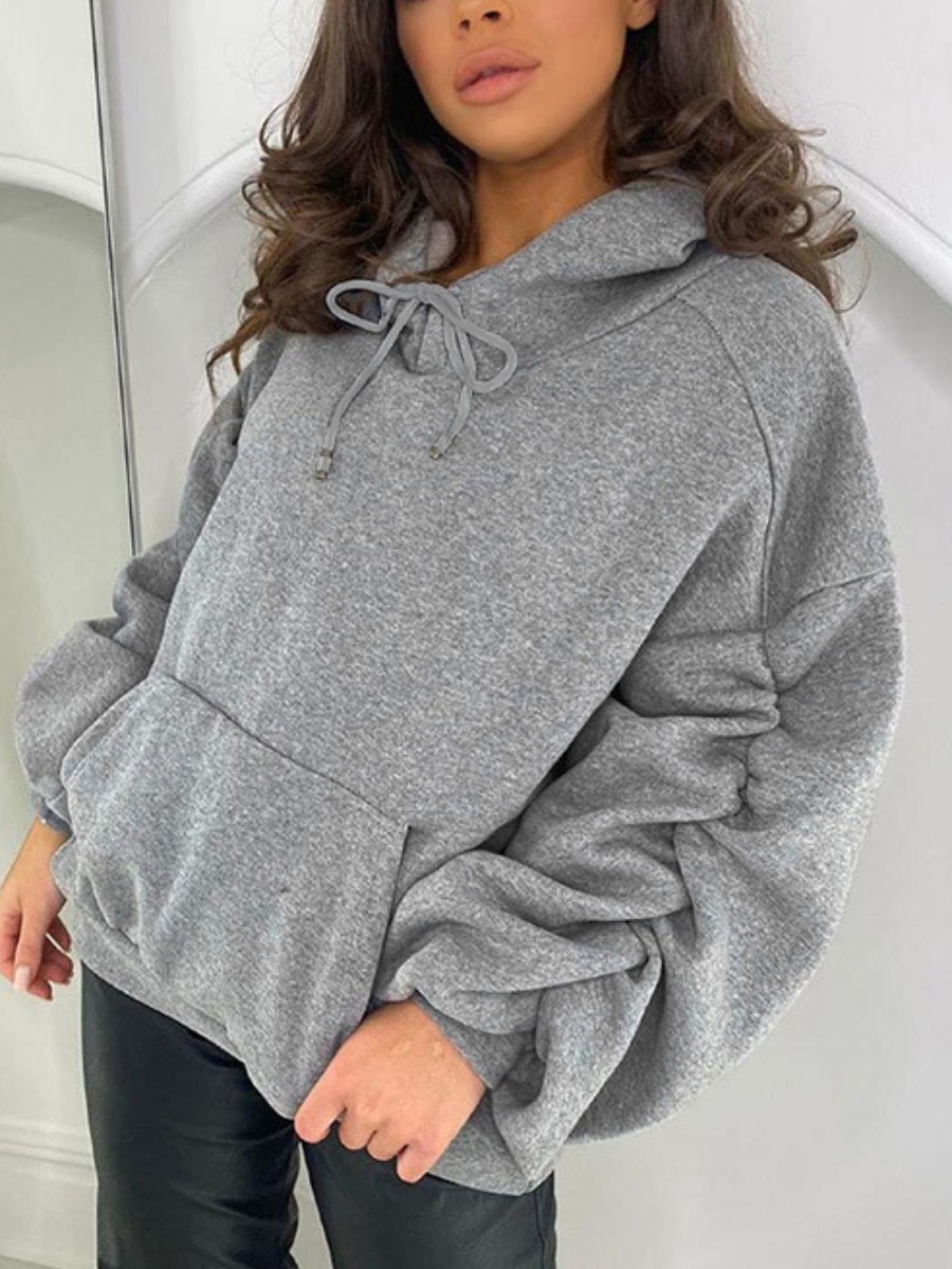 

LW Fold Design Oversized Hoodie, Grey