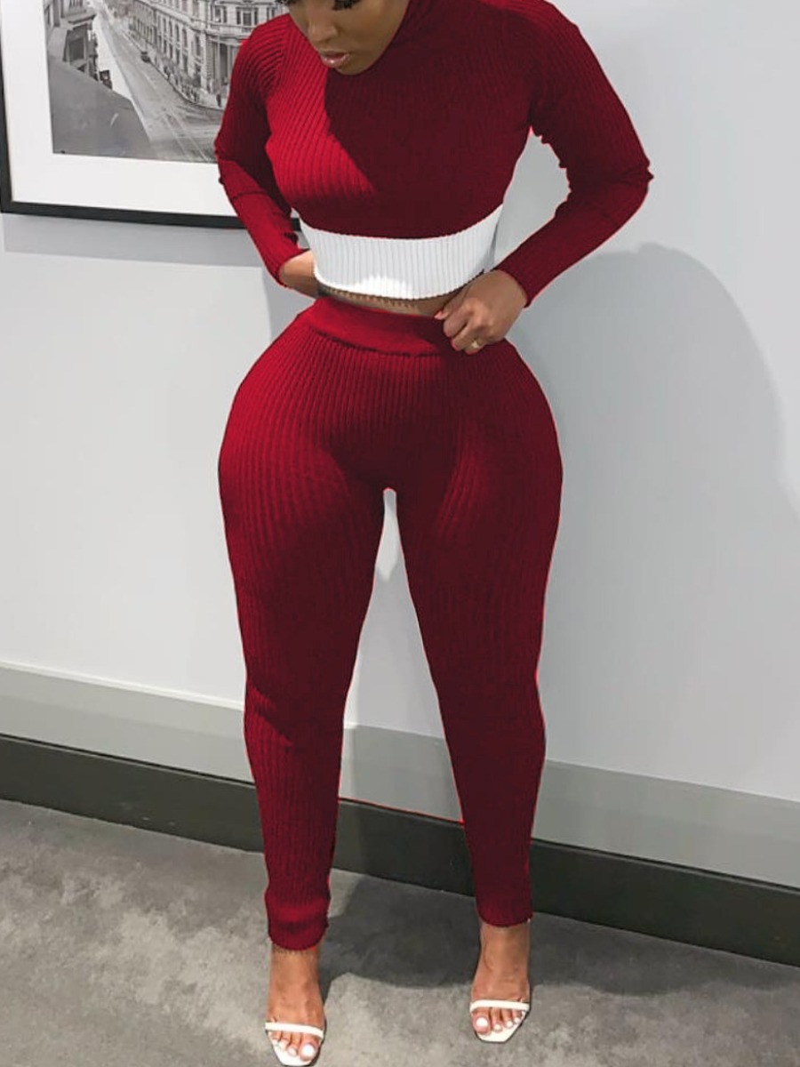 LW BASICS Rib-Knit Skinny Pants Set