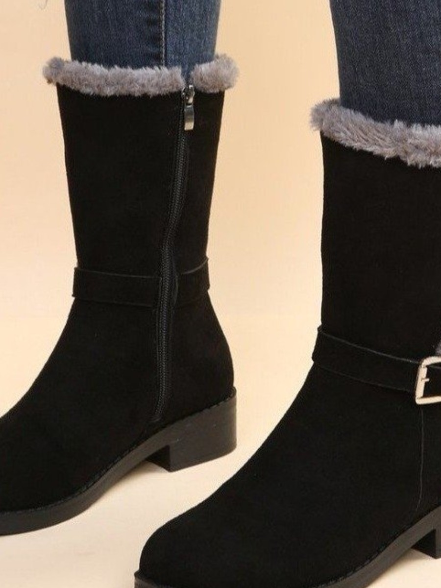 

LW Plush Solid Zip Up Booties, Black