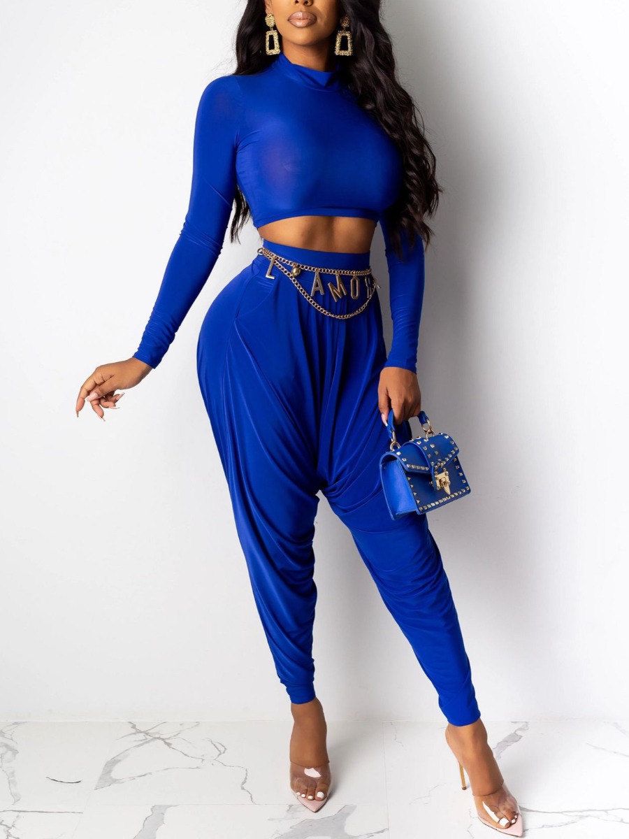

LW Drop Crotch Harem Pants Set (Without Chain), Blue
