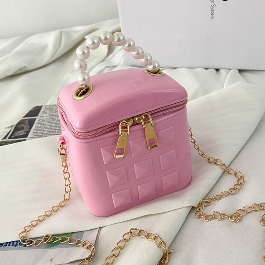 

LW Pearl Decor Chain Strap Crossbody Bag, Pink