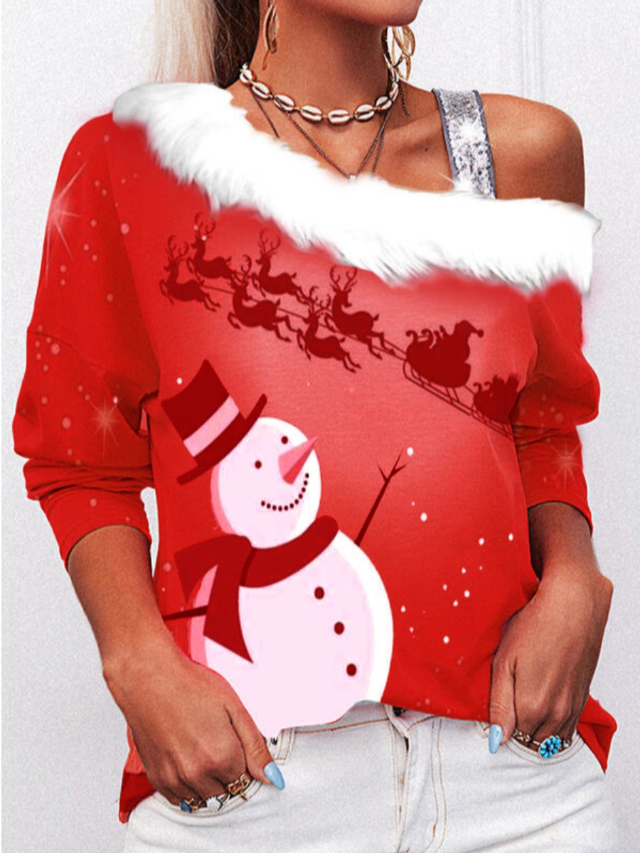 

LW Plus Size Christmas Day Plush Decor T-shirt, Bright red