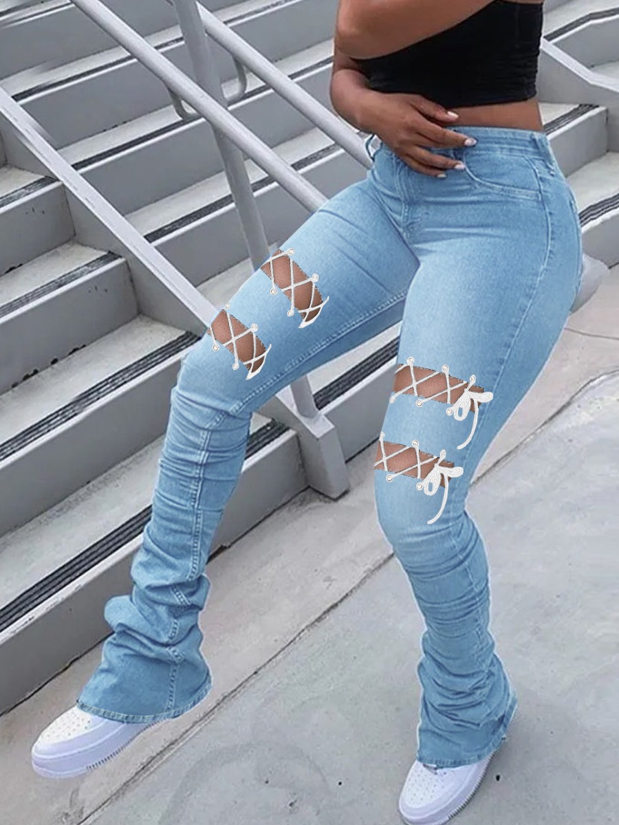 

LW Ripped Stacked Jeans (No Stretch), Skyblue