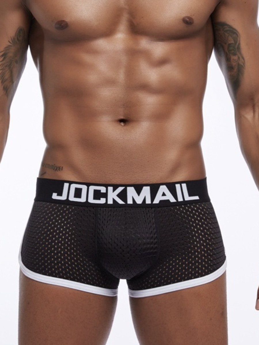 

LW COTTON Men Letter Print Underwear, Black