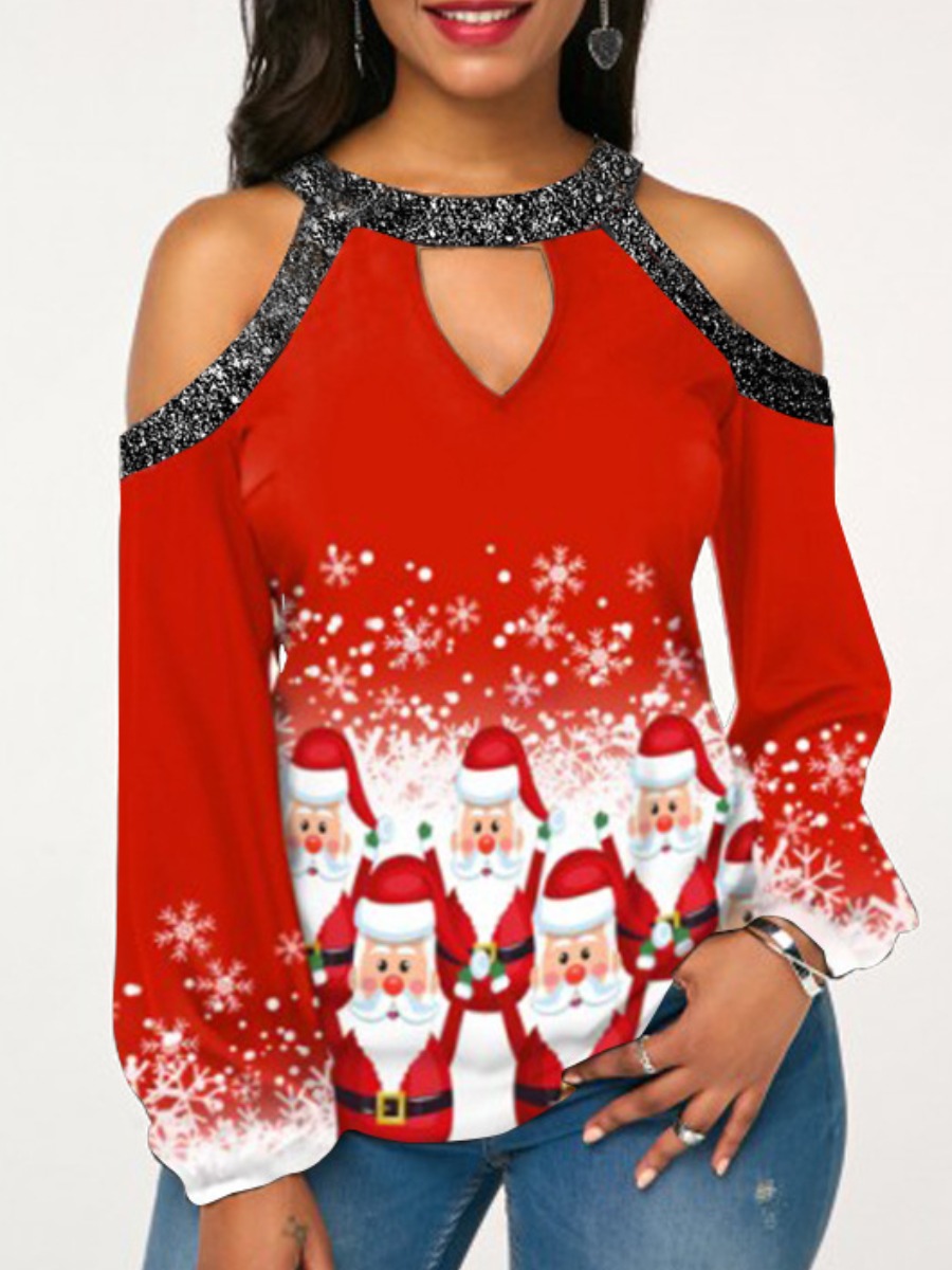 

LW Sequined Santa Claus T-shirt, Bright red