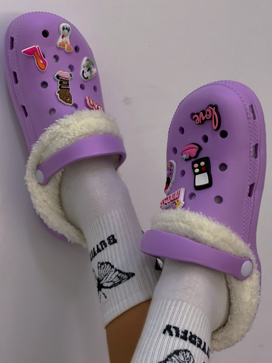 

LW Beading Letter Slippers, Purple